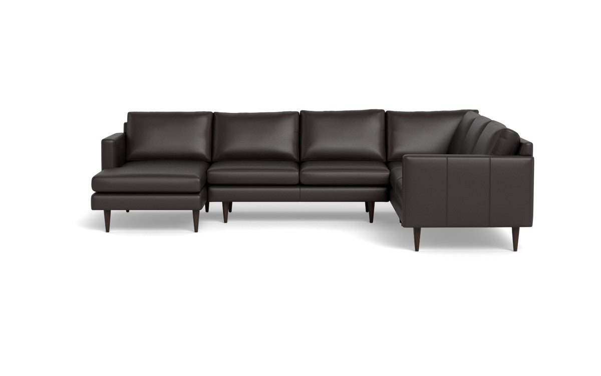 Wallace 130" Leather Untufted Corner Sectionals w. Left Chaise - Tribeca Quarry