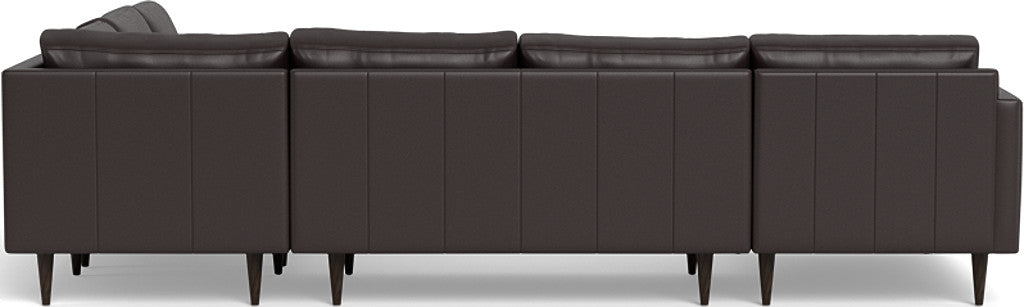 Wallace 130" Leather Untufted Corner Sectionals w. Left Chaise - Tribeca Quarry