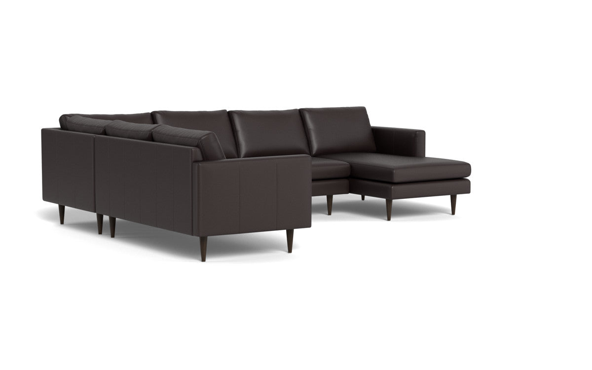 Wallace 131" Leather Untufted Corner Sectionals w. Right Chaise - Tribeca Quarry
