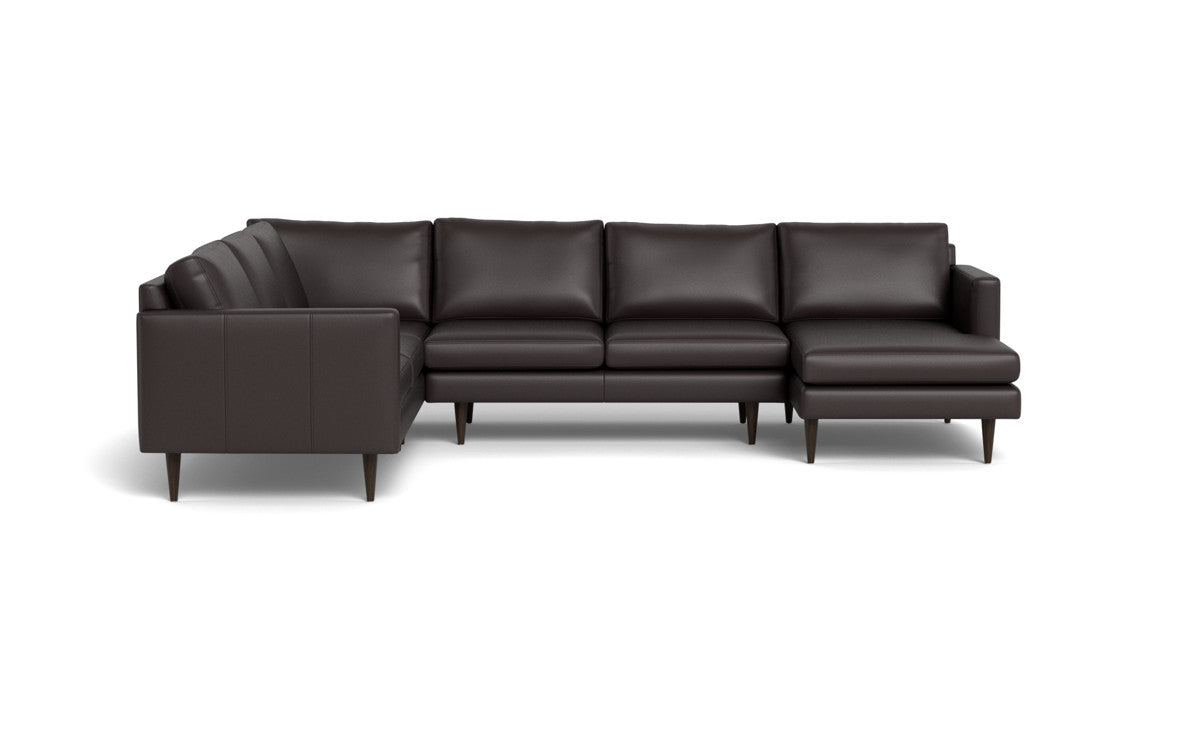 Wallace 131" Leather Untufted Corner Sectionals w. Right Chaise - Tribeca Quarry