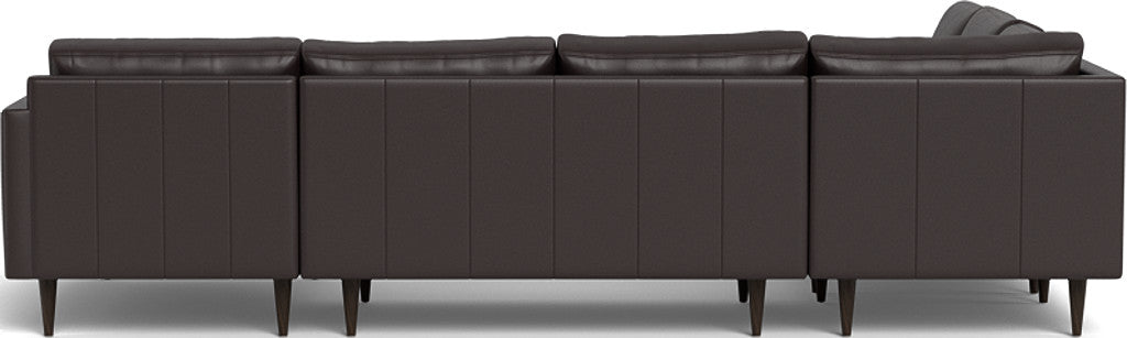 Wallace 131" Leather Untufted Corner Sectionals w. Right Chaise - Tribeca Quarry