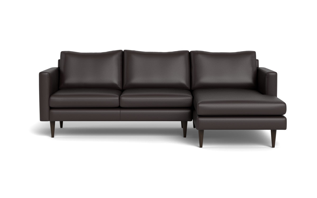 Wallace 98" Leather Untufted Right Chaise Sectional - Tribeca Quarry