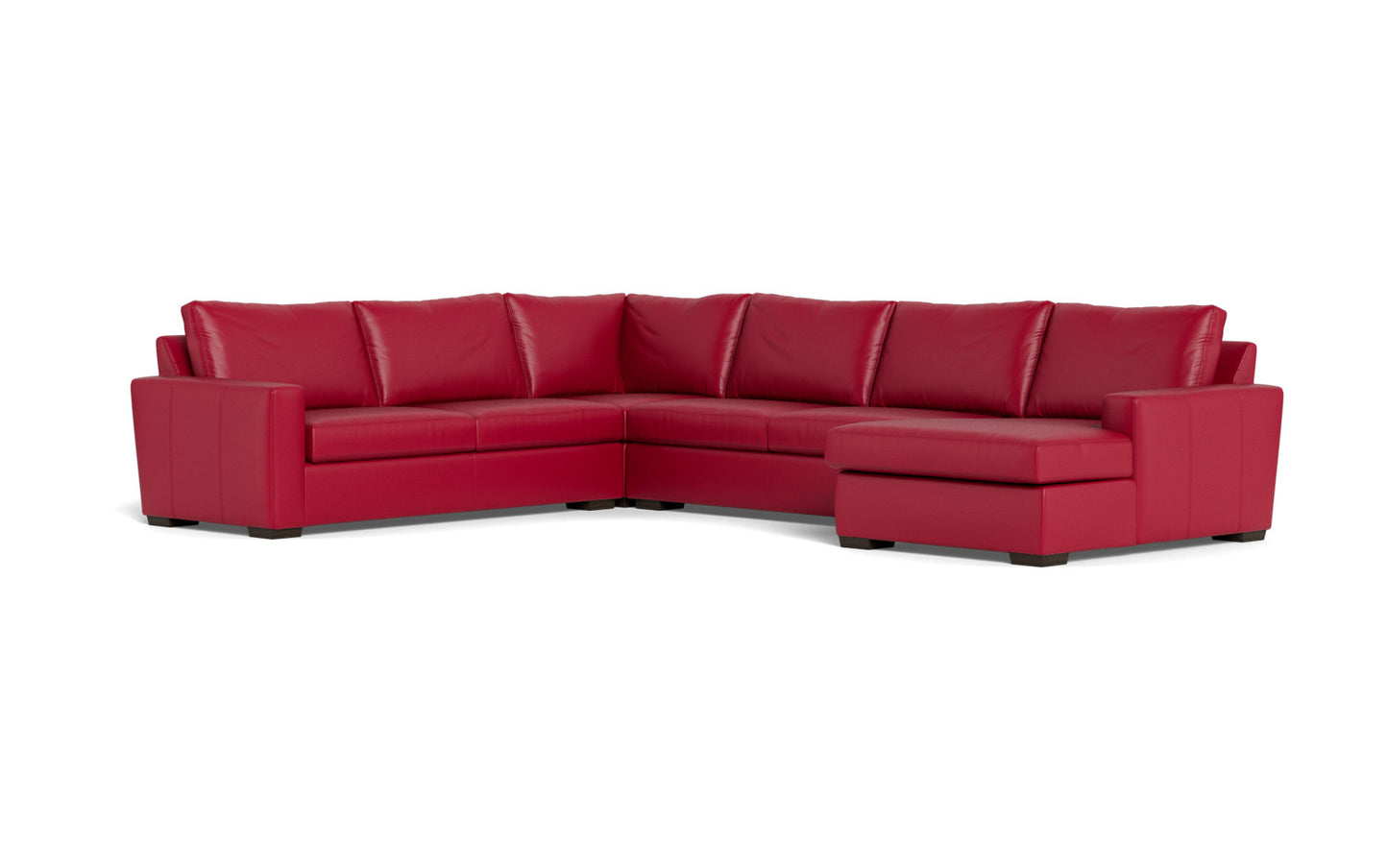Mesa 156" Leather Corner Sectionals w. Right Chaise - Tribeca Scarlet