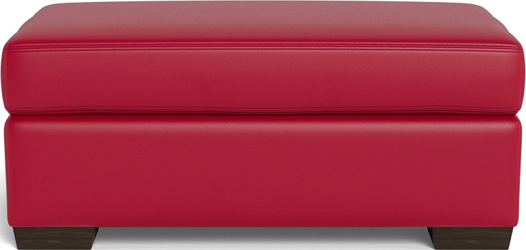Mesa Leather Ottoman - Tribeca Scarlet