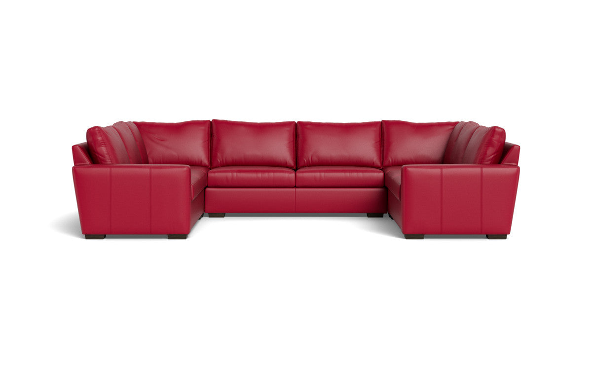 Mas Mesa 166" Deep Leather Condo U Sectional - Tribeca Scarlet