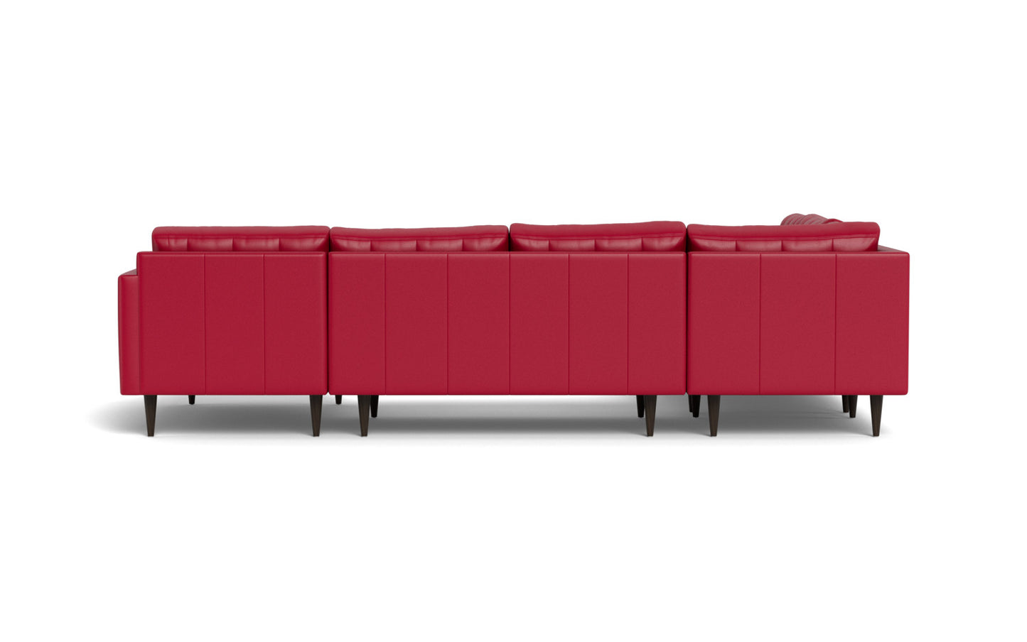 Wallace 130" Leather Corner Sectionals w. Right Chaise - Tribeca Scarlet
