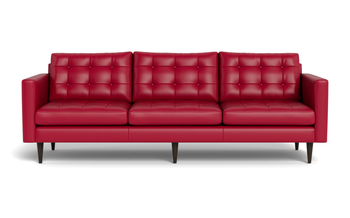 Wallace 98" Leather Estate Sofa - Tribeca Scarlet