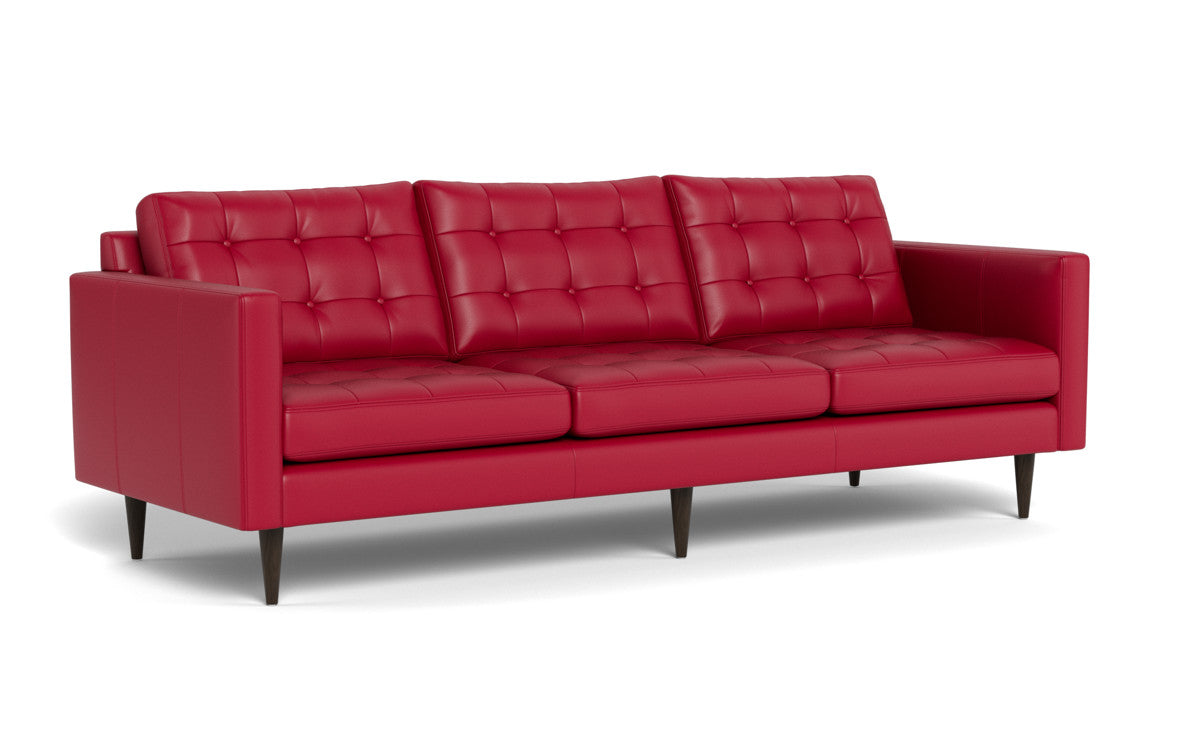 Wallace 98" Leather Estate Sofa - Tribeca Scarlet