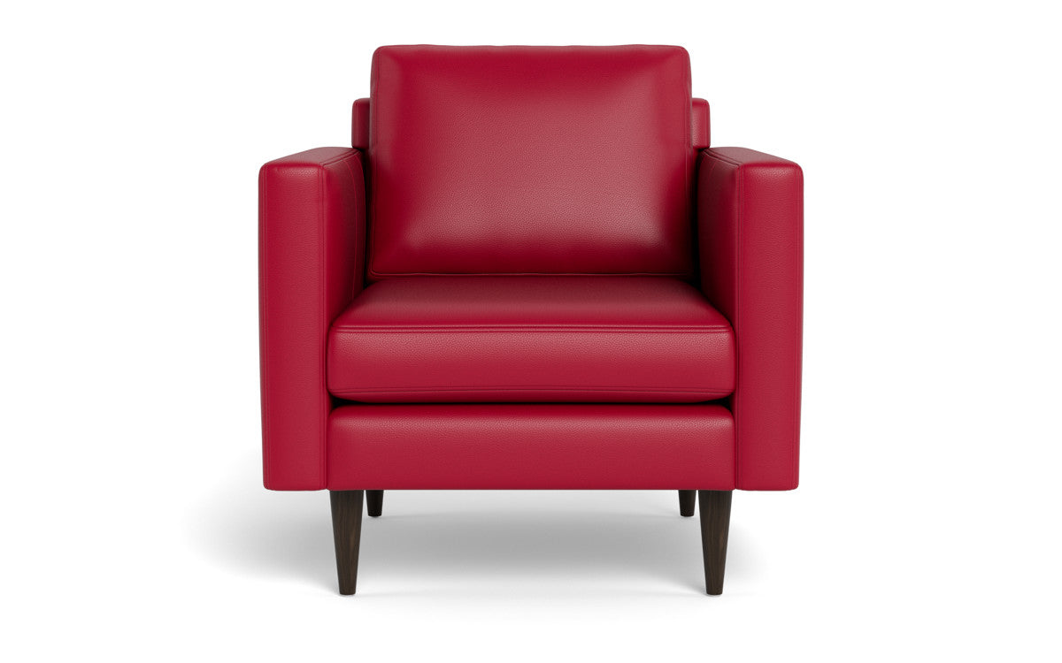 Wallace 34" Leather Untufted Arm Chair - Tribeca Scarlet
