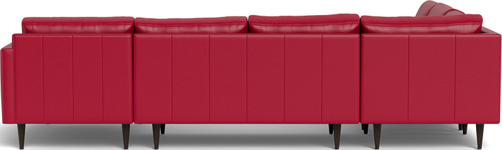 Wallace 131" Leather Untufted Corner Sectionals w. Right Chaise - Tribeca Scarlet