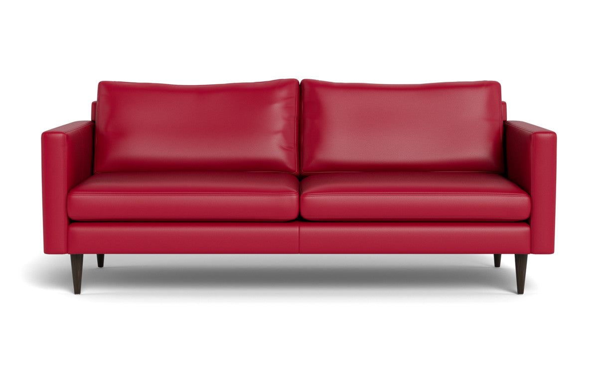 Wallace 85" Leather Untufted Sofa - Tribeca Scarlet