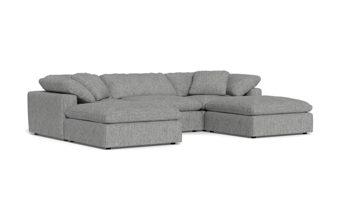 Fluffy 133.5" 3 Piece Sofa W/Double Ottoman - Tropez Ash