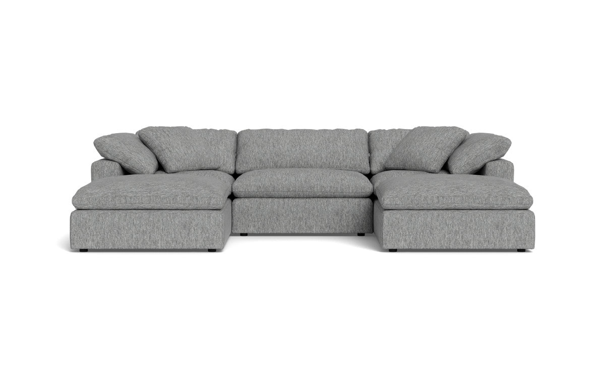 Fluffy 133.5" 3 Piece Sofa W/Double Ottoman - Tropez Ash