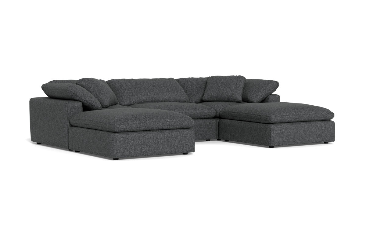 Fluffy 133.5" 3 Piece Sofa W/Double Ottoman - Tropez Charcoal
