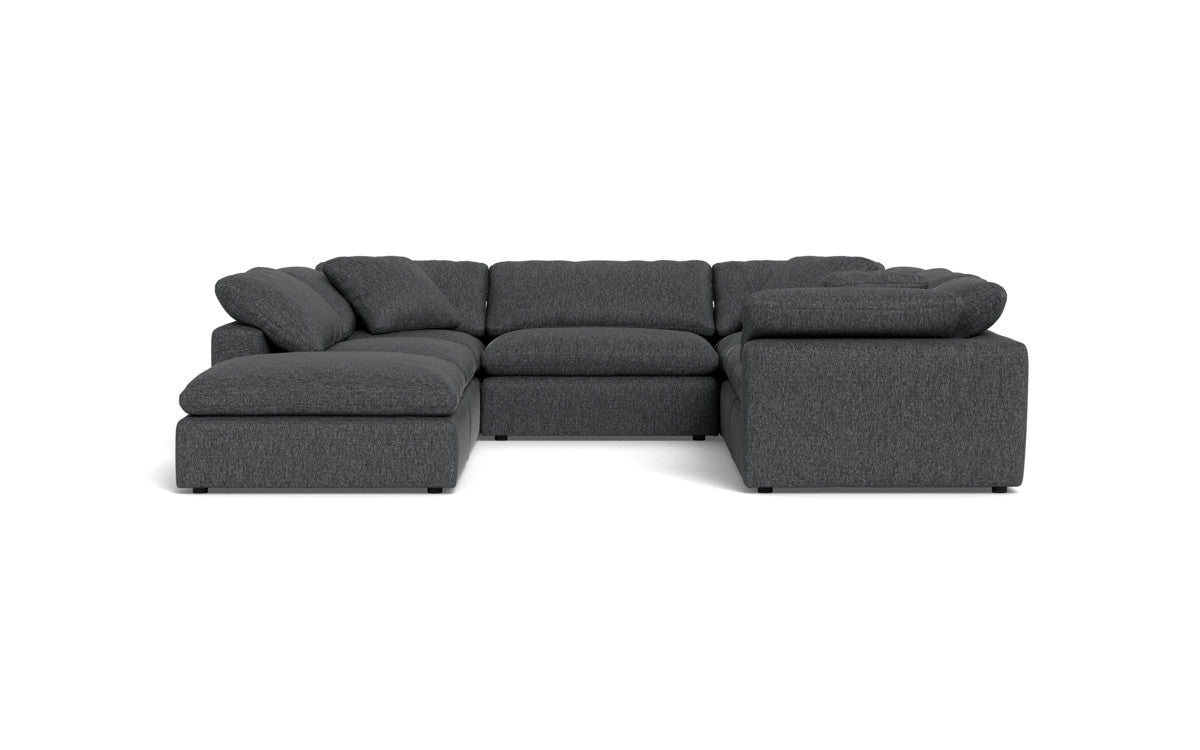 Fluffy 133.5" 6 Piece Sectional W/Ottoman - Tropez Charcoal