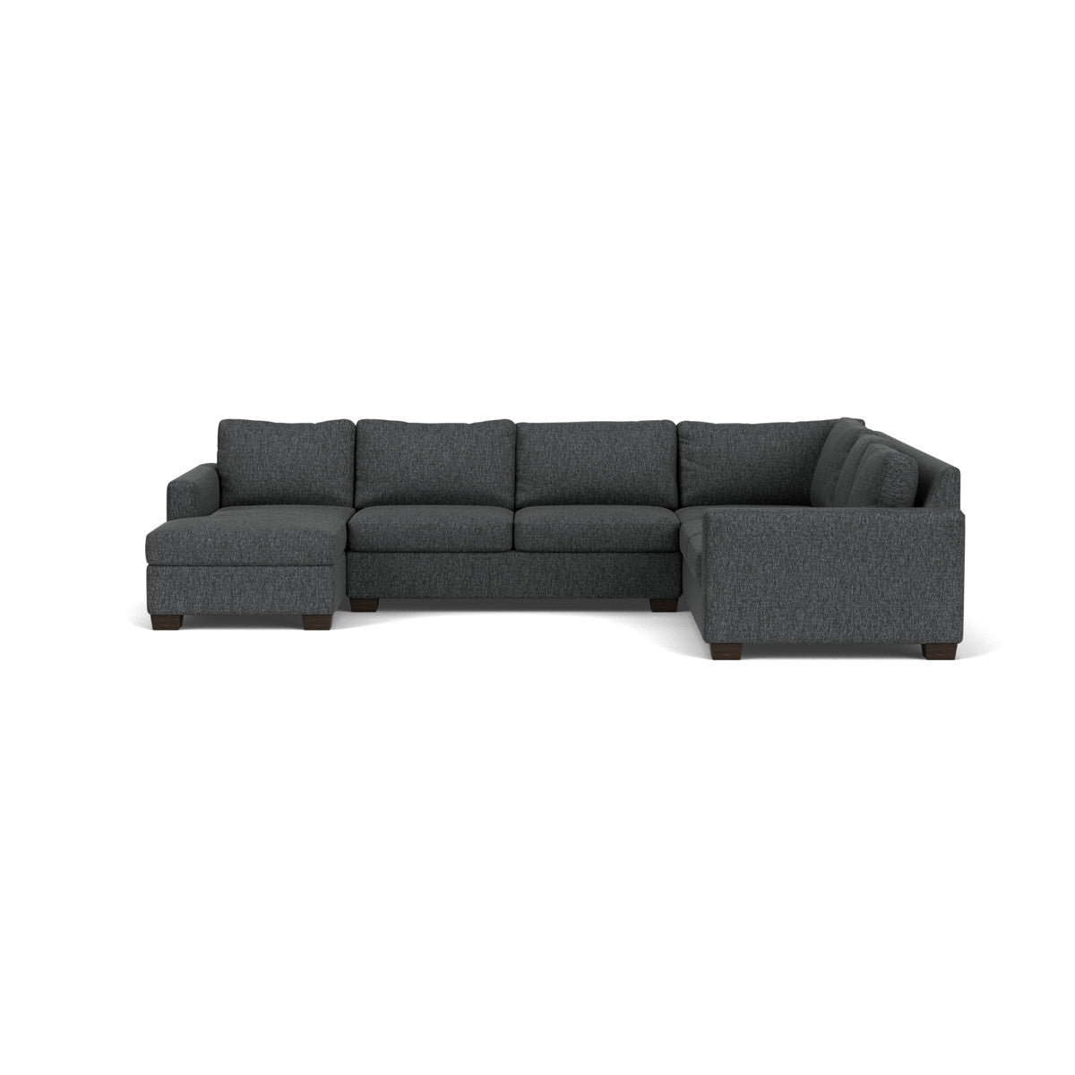 Track 141" Corner Sectionals W. Full Sleeper & Left Chaise - Tropez Charcoal