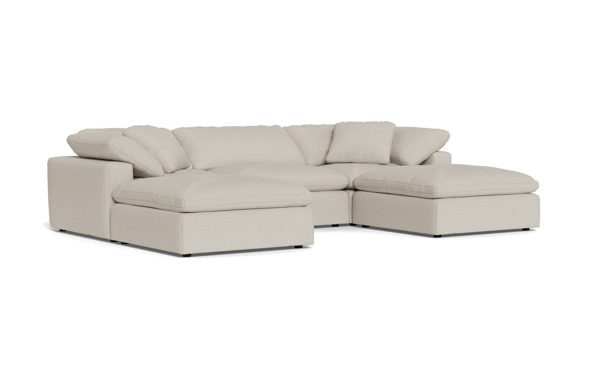 Fluffy 133.5" 3 Piece Sofa W/Double Ottoman - Tropez Oyster
