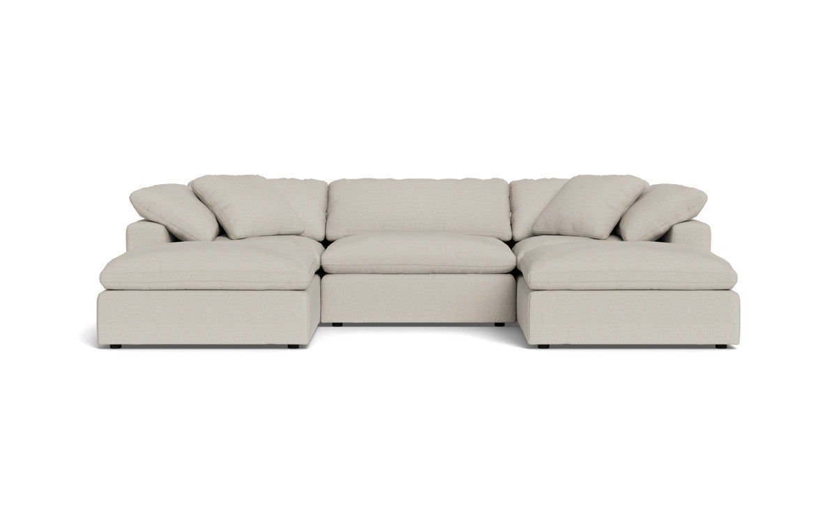 Fluffy 133.5" 3 Piece Sofa W/Double Ottoman - Tropez Oyster