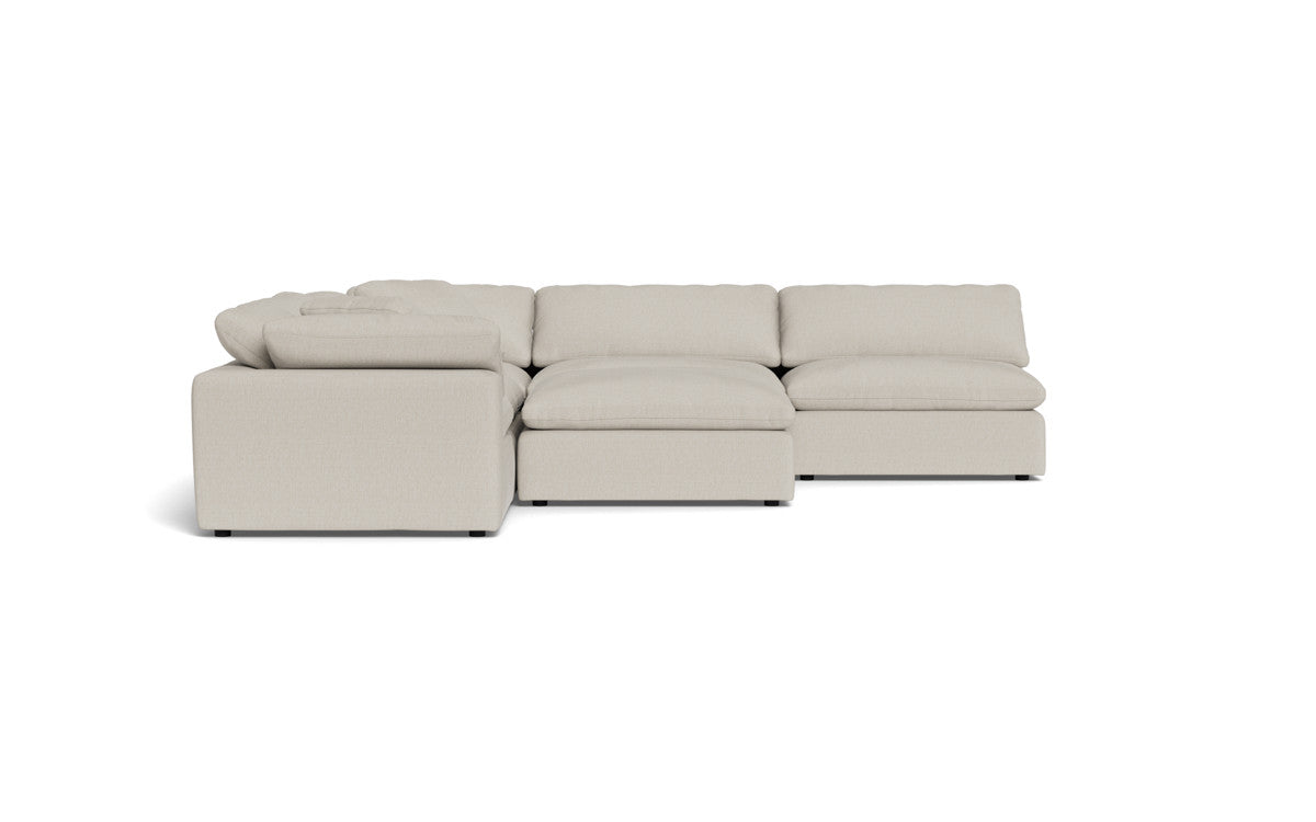 Fluffy 133.5" 5 Piece Sectional W/Ottoman - Tropez Oyster