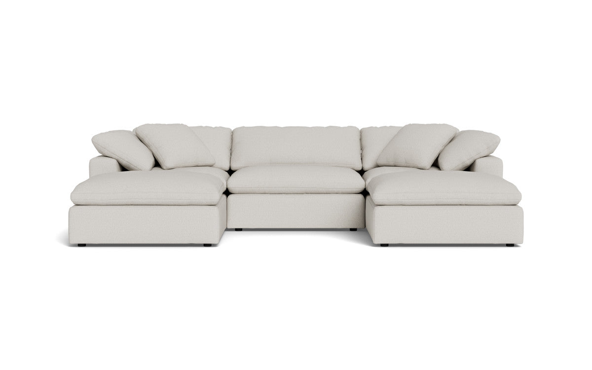 Fluffy 133.5" 3 Piece Sofa W/Double Ottoman - Tussah Snow