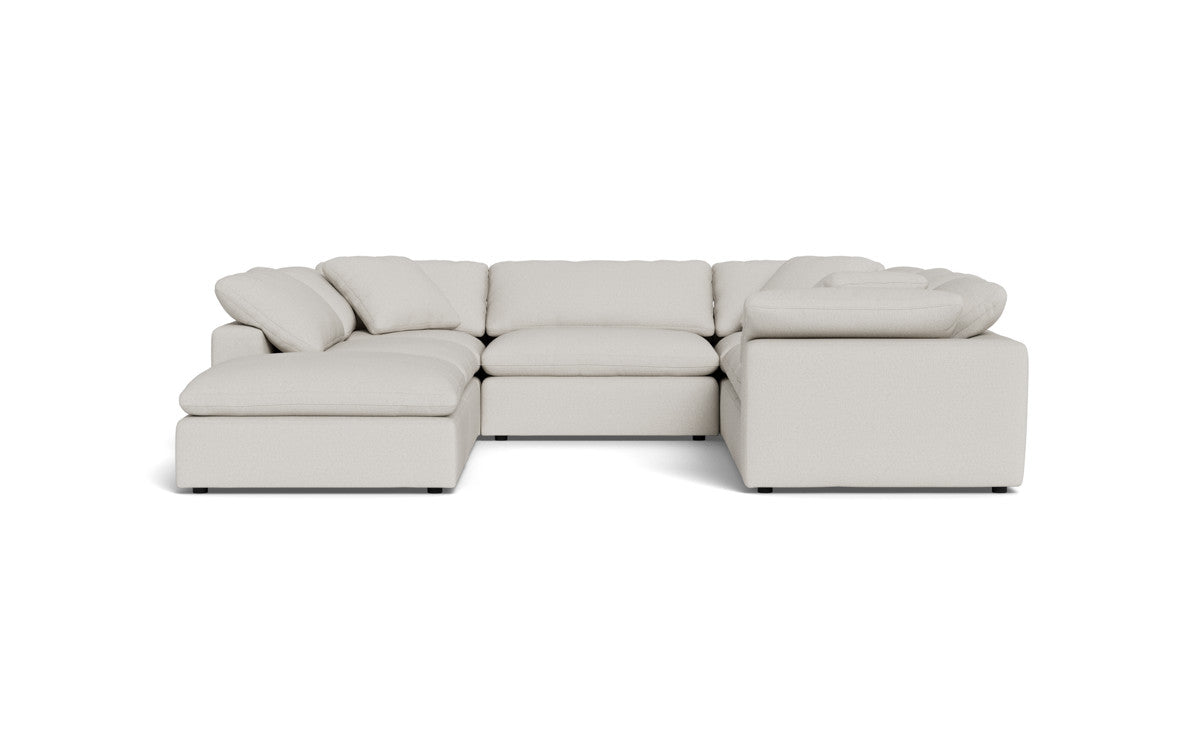 Fluffy 133.5" 6 Piece Sectional W/Ottoman - Tussah Snow