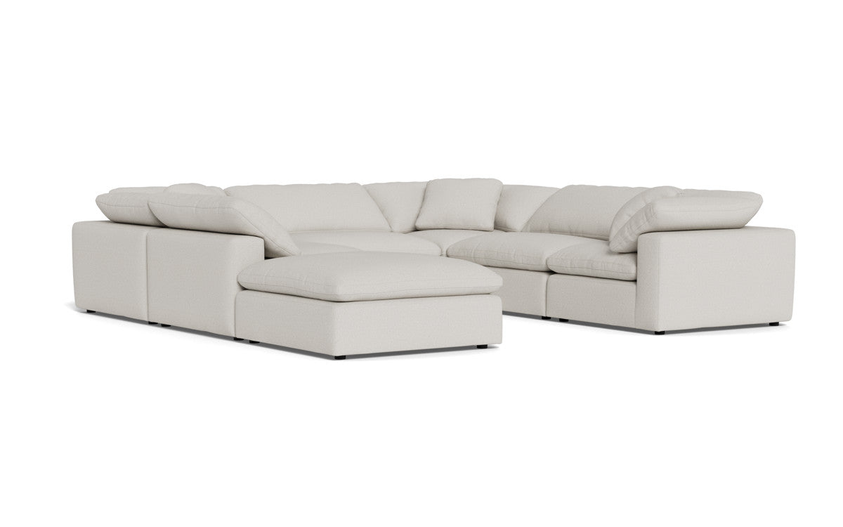 Fluffy 133.5" 6 Piece Sectional W/Ottoman - Tussah Snow
