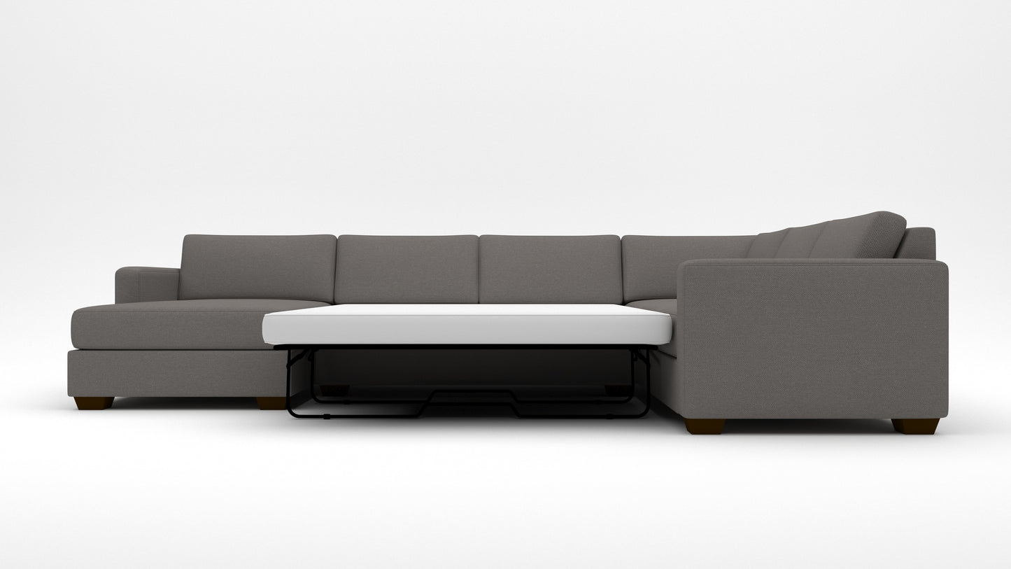 Track 141" Corner Sectionals W. Full Sleeper & Left Chaise - Alley Pepper