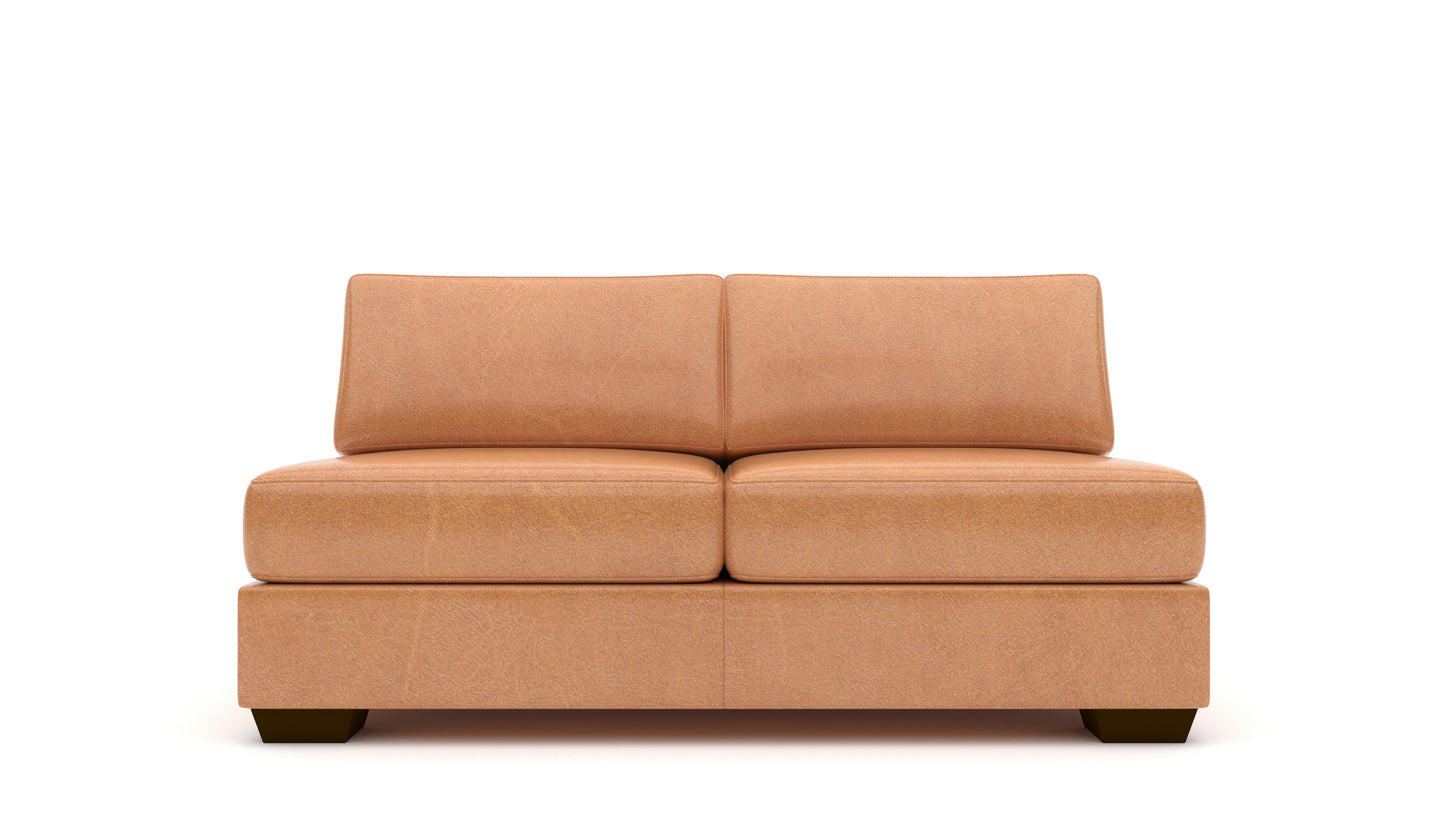 Track Leather Armless Loveseat - Hudson Lager