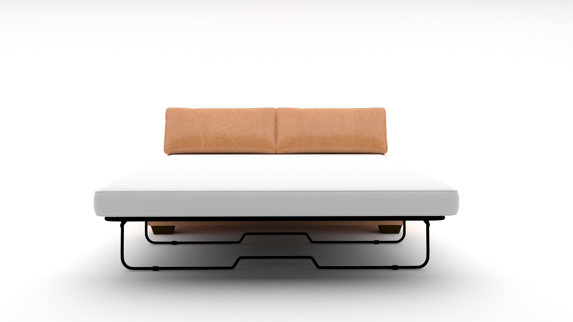 Track Leather Armless Full Sleeper Loveseat -