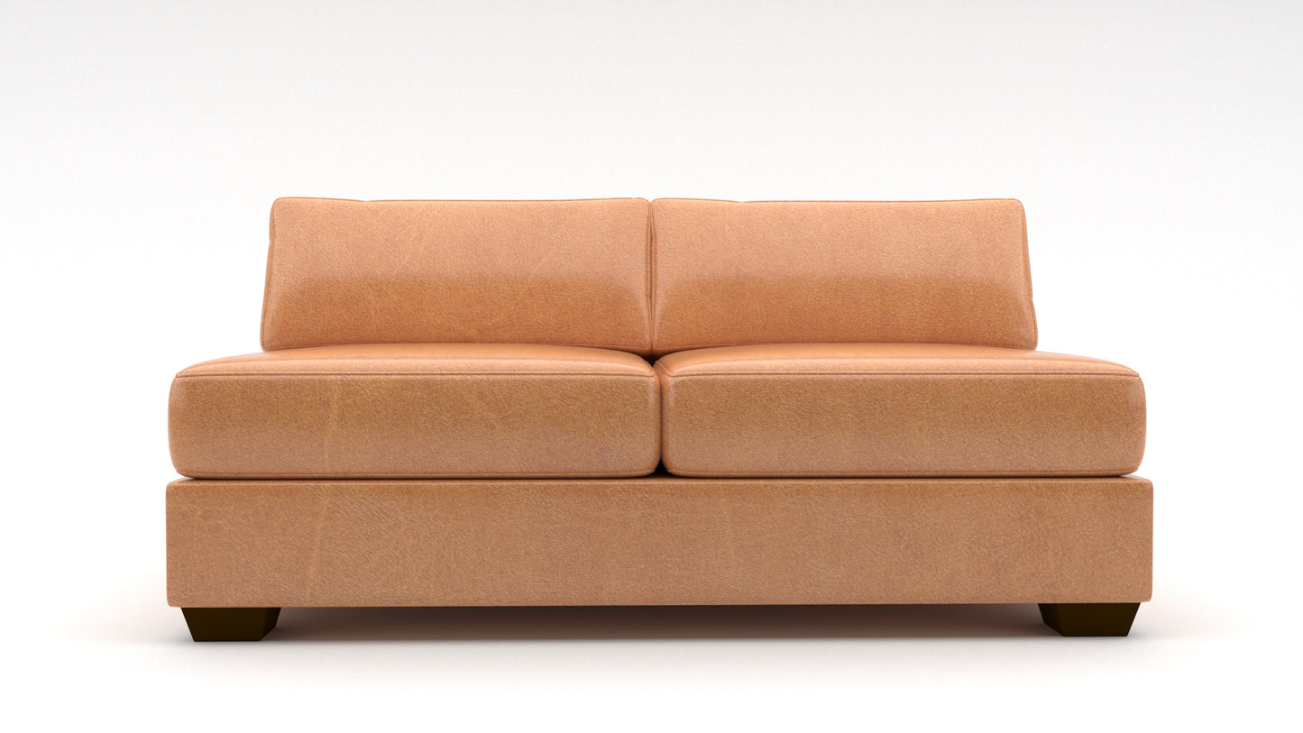 Track Leather Armless Full Sleeper Loveseat - Hudson Lager