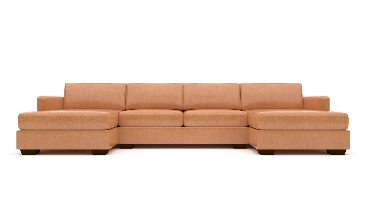 Track 141" Leather Double Chaise With Armless Loveseat - HUDSON LAGER