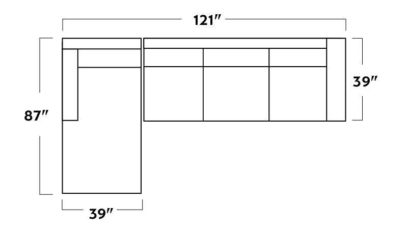 Track 121" Left Chaise Sectional -
