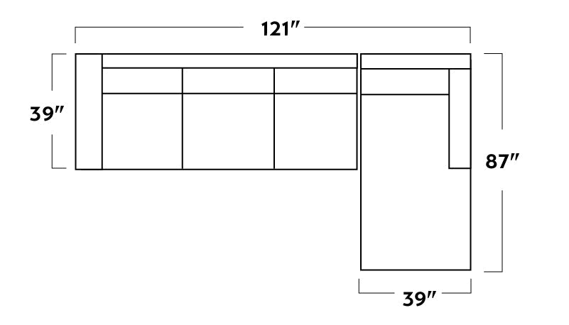 Track 121" Right Chaise Sectional - Alley Pepper