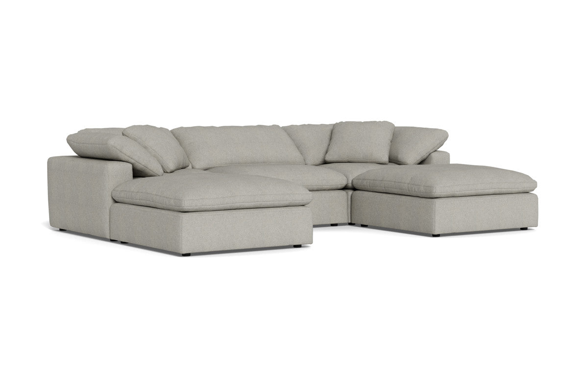 Fluffy 133.5" 3 Piece Sofa W/Double Ottoman - Villa Dove