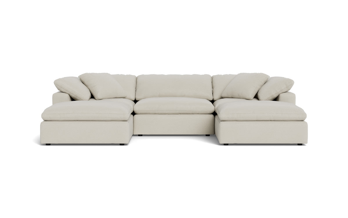 Fluffy 133.5" 3 Piece Sofa W/Double Ottoman - Villa Oyster