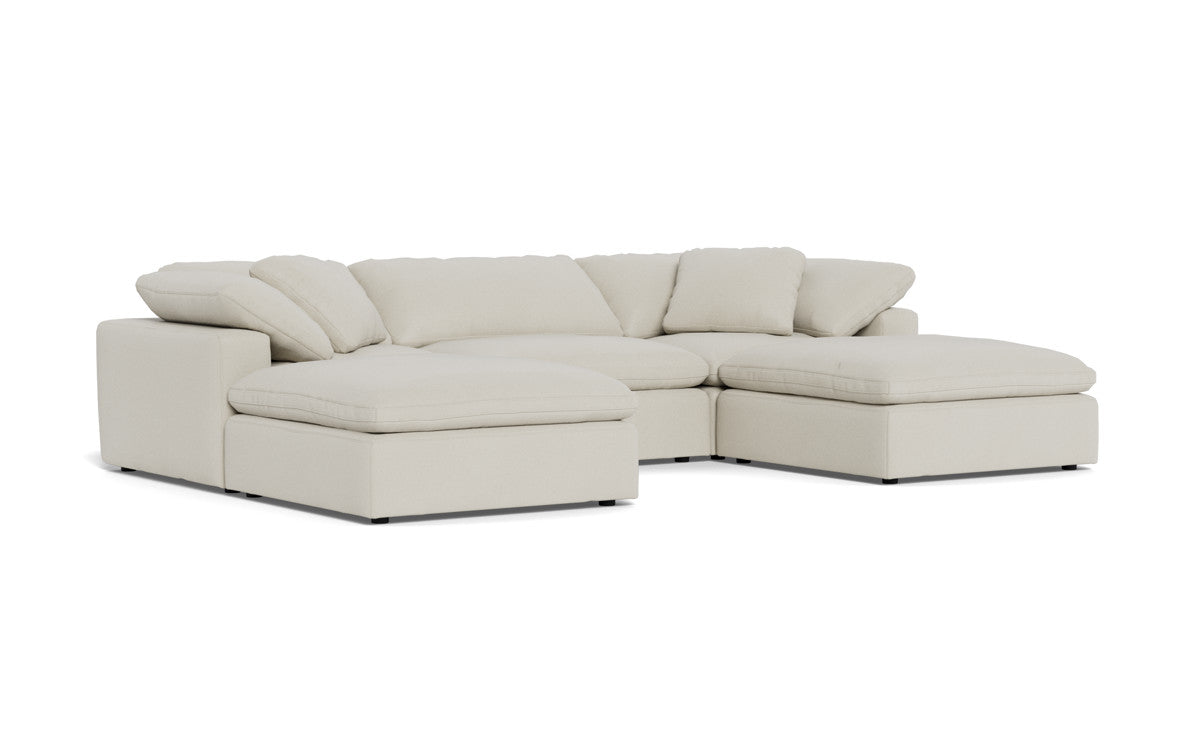 Fluffy 133.5" 3 Piece Sofa W/Double Ottoman - Villa Oyster
