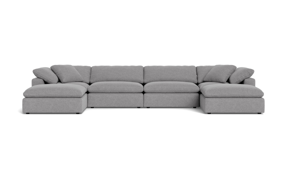 Fluffy 178" 4 Piece Sectional W/Double Otto - Villa Platinum