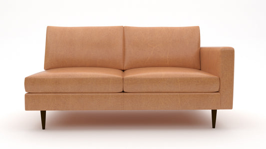Wallace Leather Untufted Raf Condo Sofa - Hudson Lager