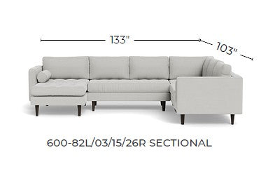 Ladybird 133" Leather Corner Sectionals w. Left Chaise -