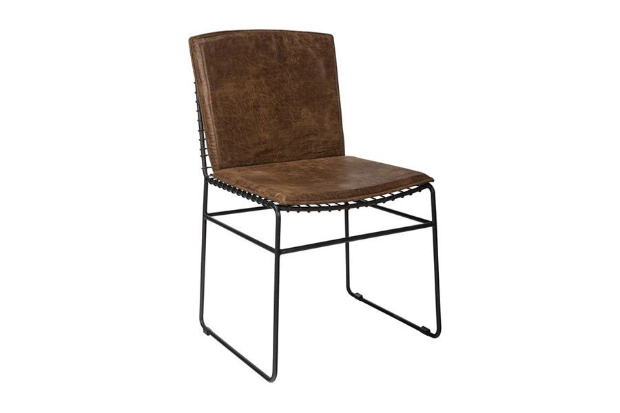 Tig Dining Chair Brown Leather Cushion