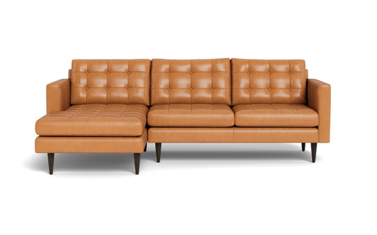 Wallace 98" Leather Left Chaise Sectional -