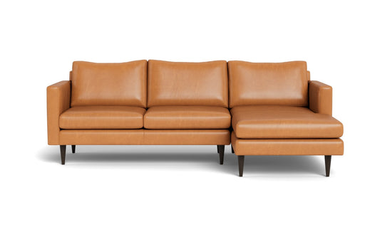 Wallace 98" Leather Untufted Right Chaise Sectional -