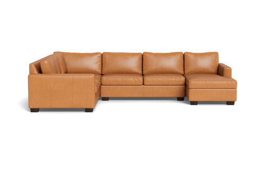 Track Leather Corner Sectionals w. Right Chaise