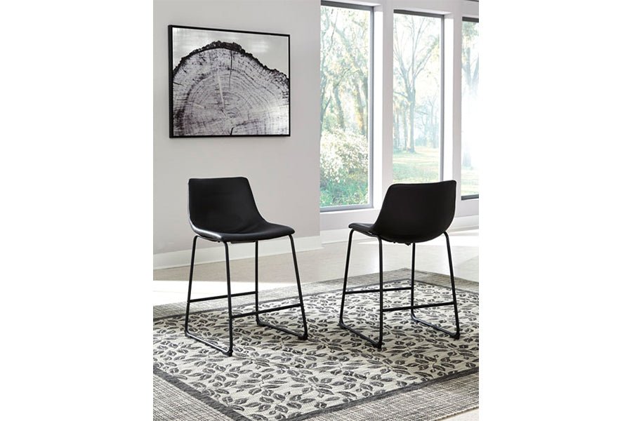 Black Upholstered Counter Stools (Set of 2)