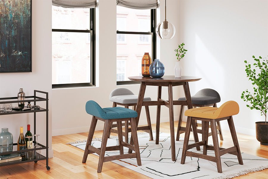 Lynn Charcoal Upholstered Counter Stools (Set of 2) -