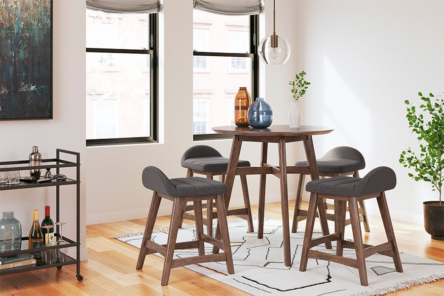Lynn Charcoal Upholstered Counter Stools (Set of 2) -