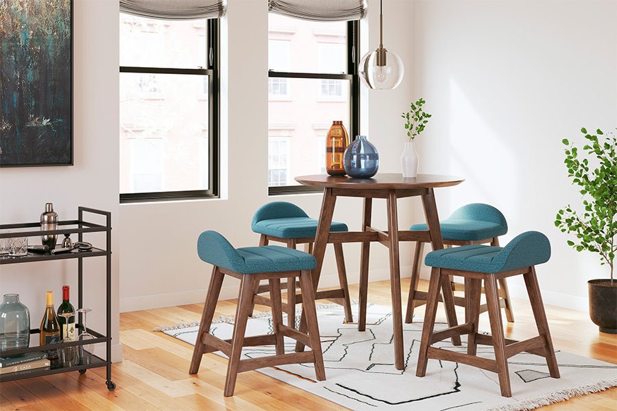 Lynn Blue Upholstered Counter Stools (Set of 2) -