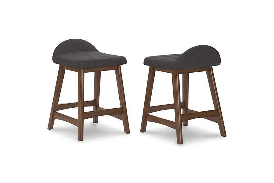 Lynn Charcoal Upholstered Counter Stools (Set of 2)