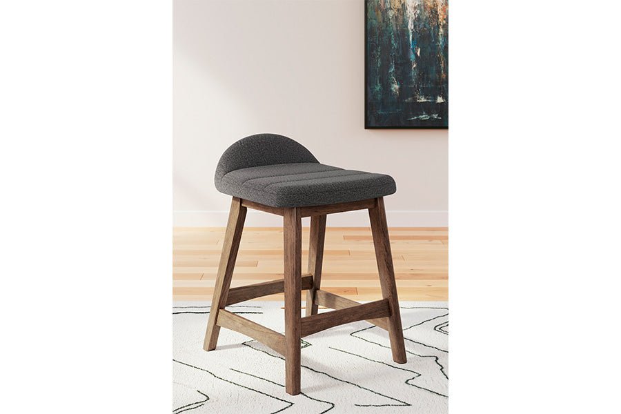 Lynn Charcoal Upholstered Counter Stools (Set of 2) -