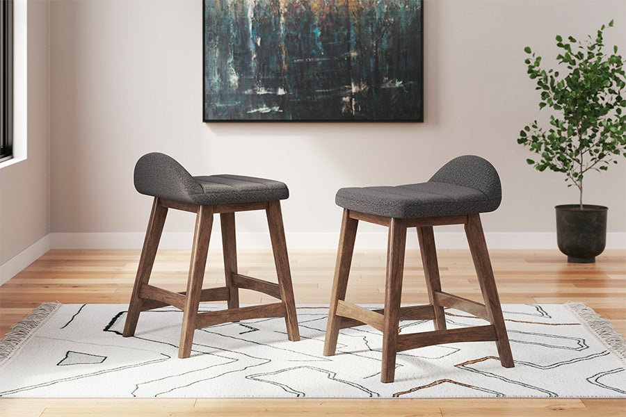 Lynn Charcoal Upholstered Counter Stools (Set of 2) -
